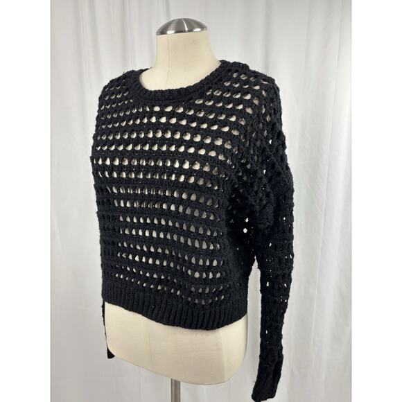 FULL TILT Women’s M Open Chunky Knit Long Sleeve Sweater Black Boho Whimsygoth - Picture 2 of 7